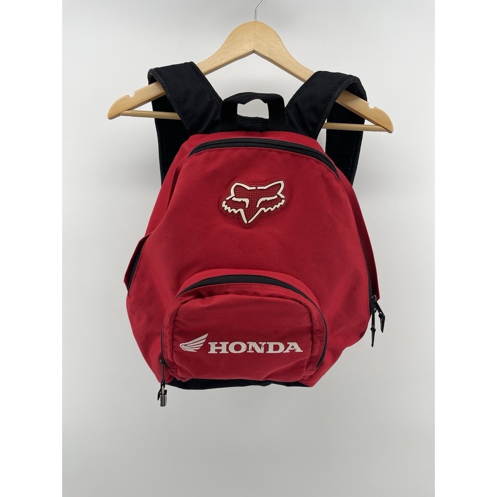 Vintage Fox Racing Honda Backpack Red Black Motocross School Bag Unisex